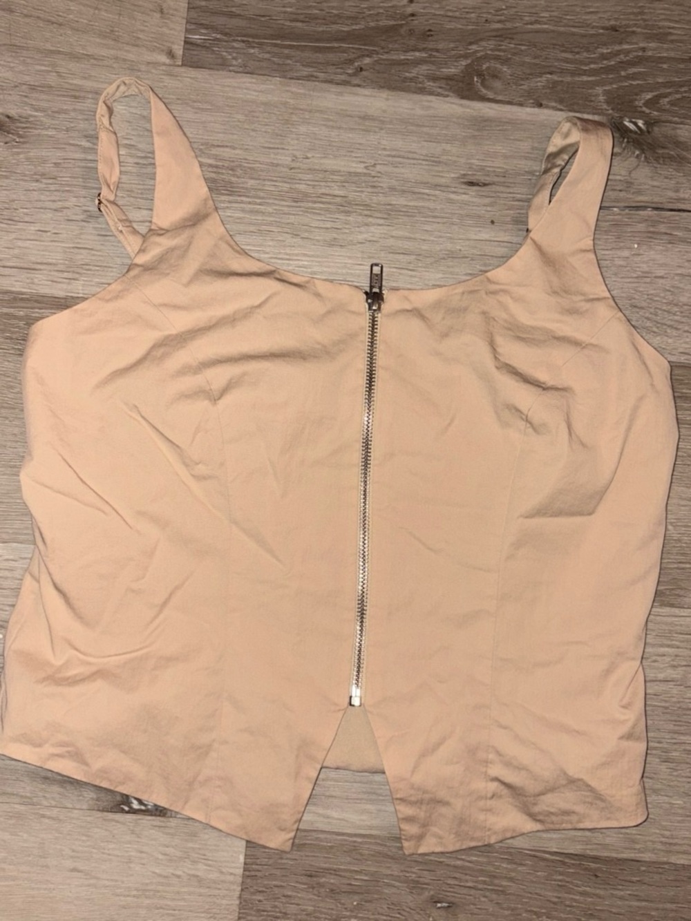 Abercrombie & Fitch Women's Nude Zip-Front Tank Top